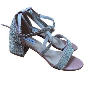 SheSole Block Heel Sandals Women Pink Good Rhinestone Formal Evening SIZE‎ 7